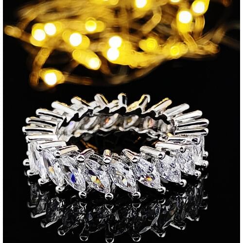 2021 new luxury marquise 925 sterling silver eternity band ring for women lady anniversary gift jewelry wholesale R5506
