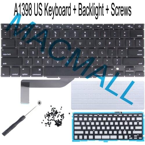 New For Macbook Pro Retina 15" A1398 Replacement US Keyboard + Backlight + Keyboard Cover + Screws 2012 2013 2014 2015 Year