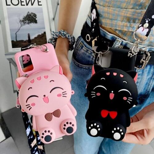 New 3D Cartoon Cat Wallet Bags Case For LG V10 V20 V30 V40 V50 V60 Q6 Q7 Q8 Q70 G3 G4 G5 G6 G7 G8 G9 Cute Cover Soft TPU Shell