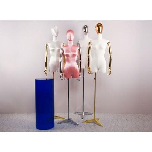 New Style Women Clothing Half Silk and Satin Gold Women Mannequin Customized