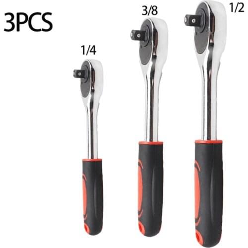 OnnfangSwivel Drive Ratchet Wrench 1/4" 3/8" 1/2" 24 Teeth Chromium-vanadium Steel Wrench Socket Quick Release Wide Used Tools