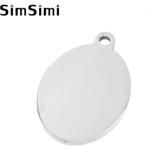 Simsimi oval 16x23mm small oval charms both sides mirror polish stainless steel pendant Diy jewelry making wholesale 50pcs