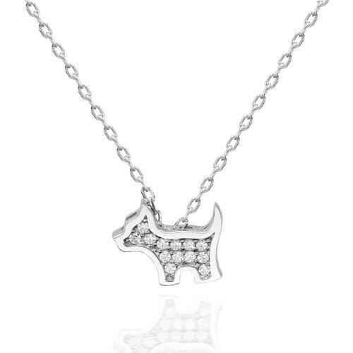 Certified Swarovski Cubic Zirconia Tiny Dog 925 Silver Necklace