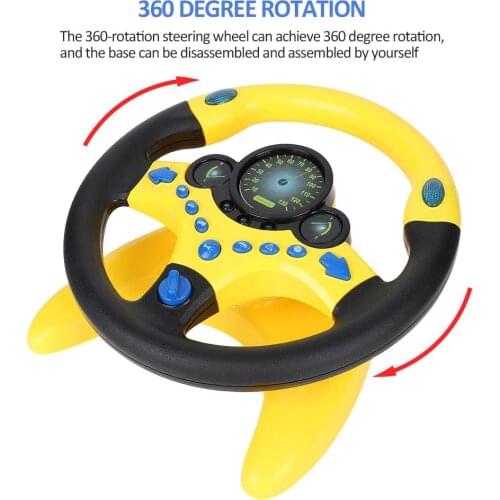 Portable Simulated Driving Steering Wheel Copilot Toy Childrens Educational Sounding Toy Funny Gift Interactive with Music