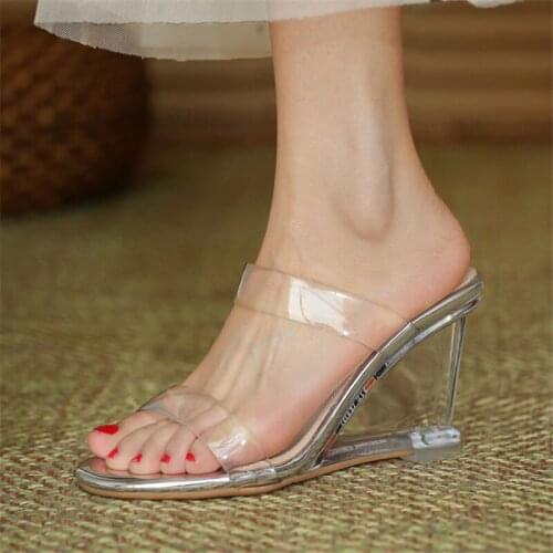 Transparent Heel Wedge Sandals Women Shoes Summer Fashion Platform High Heels Women Sandals