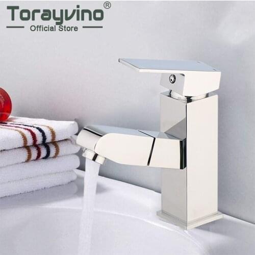 Torayvino bathroom basin faucet chrome Pullable sprayer faucet bathroom Cylindrical flow Novel design taps