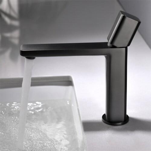 Gun Grey Bathroom Basin Faucets Solid Brass Sink Mixer Hot & Cold Single Handle Deck Mounted Lavatory Unique Design Taps Black