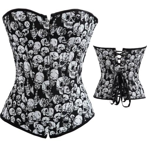 Skull Sexy Lingerie Plus Size Bustiers & Corsets Burlesque Costumes Fashion Vintage Style Sexy Corset Overbust 6XL