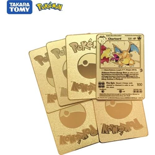 TOMY POKEMON Limited Golden Cards English Metal Rare Collect Game Transaction Collectible Cards Board Battle Carte Shining Gift
