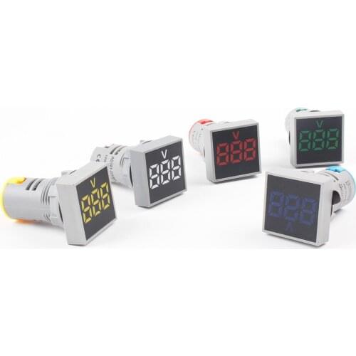 22MM LED Measuring Range 20V-500V AC LED Voltmeter voltage meter indicator pilot light Red Yellow Green white Blue digital