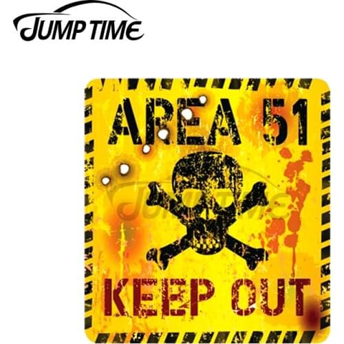 Jump Time 13 x 13cm For Area51 Sign Meme Raid Date Sign Personality Car Stickers Waterproof Laptop Windshield Motor Car Decals