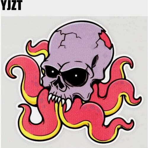YJZT 13.9CM×12.5CM Creative Skull Octopus Car Sticker PVC Decal 11C-0185