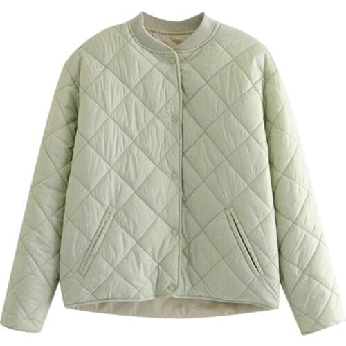 2021 New Women Fashion Single Breasted Loose Padded Jacket Coat Vintage Long Sleeve Pockets Female Outerwear Chic Tops