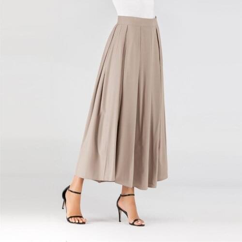 New pleated muslim skirt female cross-border vintage stitching-colored striped pleated skirt full big swing muslim skirt F1696