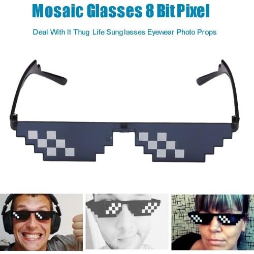 Mosaic Glasses Sunglasses Men Women 8 Bit Coding Pixel Trendy Cool Party Eyeglasses Vintage Eyewear Unisex Gift Toy Glasses