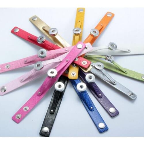 10PCS/Lot 13 colors PU leather bracelets DIY Metal Snap Button Bracelet Watches Women One Direction fit 18/20mm Snap Jewelry