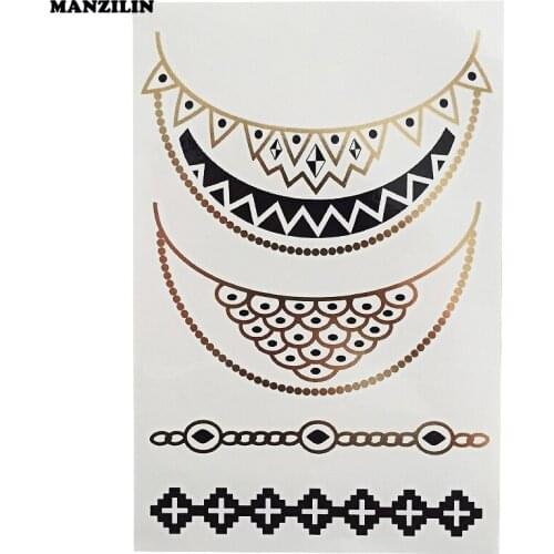 1 Pieces Flash Metallic Tattoo Temporary Sticker Bracelet Choker Tattoo DIY Body Art Decal Hot
