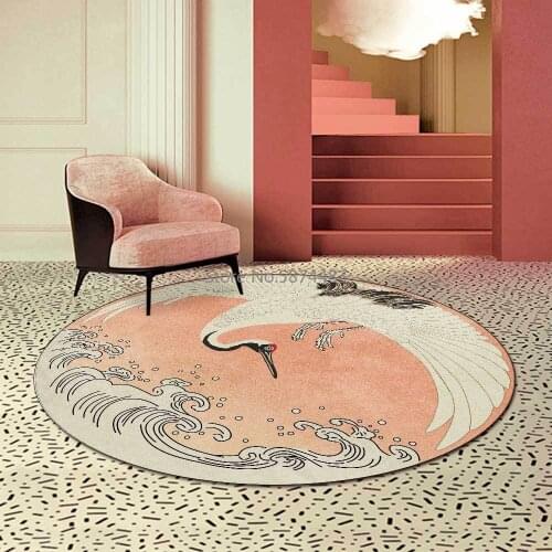 200cm New Chinese Sweet Girl Pink White Crane Living Room Bedroom Hanging Basket Chair Round Floor Mat Carpet Customization