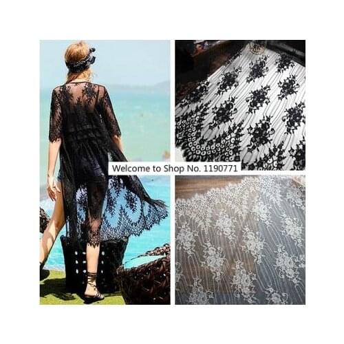 3M/ lot Eyelash Lace Fabric 150cm DIY Decorative High Quality Soft Ivory white Nylon Eyelash Lace Trim Wedding Dress Fabric