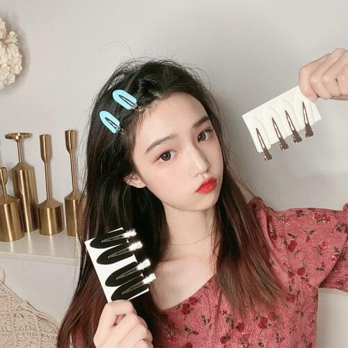 4PCS/Set New Women Cute No Crease No Pressure Hair Clips Girls Sweet Hairpins Solid Barrettes Headband Fashion Hair Accessories