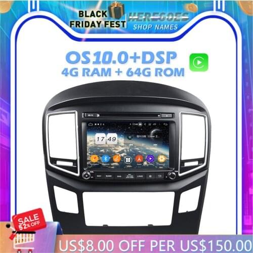 Carplay 1280*720 DSP Android 10.0 64GB ROM Car DVD Player Wifi Bluetooth Radio GPS Map For Hyundai H1 Grand Starex 2015 - 2018