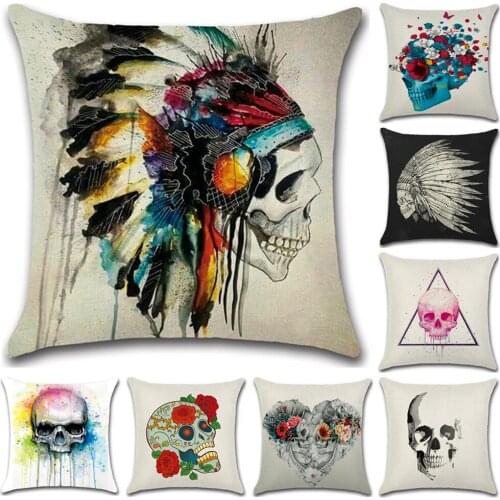 Bohemian Skull Back Cushion Cover Pillow Case Pillow Case Personality Indian Personality Car Sofa Pillow Case