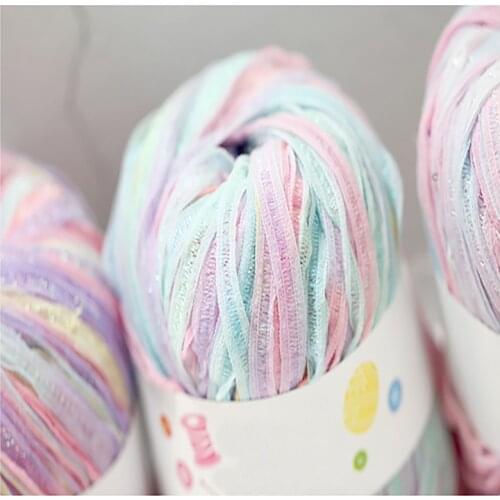 Color Flashing Silk Ribbon Special Yarn Magic Color Segment Dyeing Wool Knitting Bag Hat Thread DIY