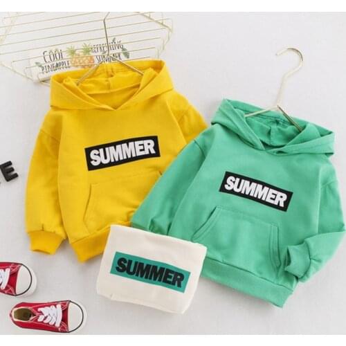 Children Clothing New Solid Color Hooded Sweater Gifts For Baby Girls Casual Long Sleeve Jacket Boys Vitality Letter Coat