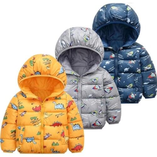 Kids Hooded Jackets Boys Girls Cartoon Patern Winter 2020 Snowsuit Outerwear 2021 Baby Boy Zipper Cotton Jacket For Kids Coats