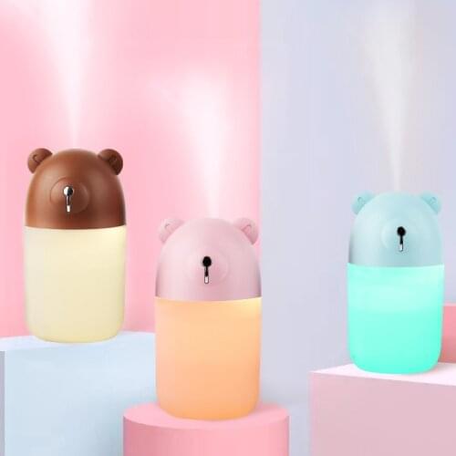ELOOLE 280ML USB Mini Portable Bear Air Humidifier Aromatherapy Diffuser Nano Mist Two Spray Modes With The Lights For Home Car