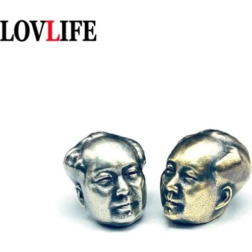 Chinese Chairman Mao Copper Pendant Jewelry Lucky Knife Beads EDC Outdoor Tool DIY Lanyard Hangings Accessories Brass Keychains