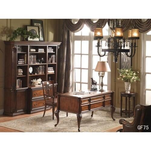 Home Office Furniture Set Laptop Table Study Table Furniture Birch Wood Leather Chair GF75