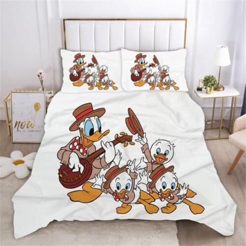 Donald Duck Band Disney Bedding Set Minnie Mickey Mouse Duvet Cover Pillowcases Boy Girl Home Decoration Cartoon Duvet Cover Set