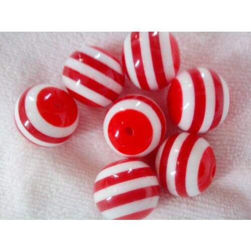 Red Color Fashion AAA Quality Chunky Round Resin Strips Beads for Chunky Necklace Jewelry