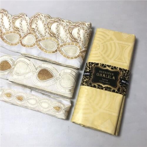 Lace Trim Ribbon Fabric Dubai Collar Guipure Decor 5Yards Bazin Riche Brocade Fabric African Basin Lace For Cloth