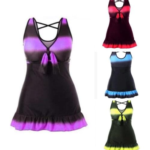 Tankini Set Swimsuits Women Plus Size Gradient Tankinis With Shorts Push Up Swimsuit Female Large Size Swimwear Skirt S-5XL