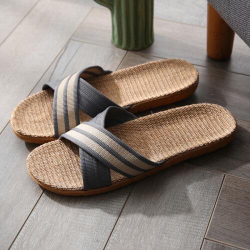 Summer Flax Slippers Women Men Casual Linen Slides Multi-Style Non-Slip Home Flip Flops Indoor Shoes Female Sandals Wholesale