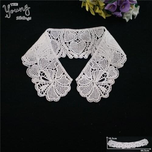 Fashion style White Hollow out Lace Neckline Fabric Craft Embroidery Applique Lace Collar Sewing DIY Clothing Decorate Accessory