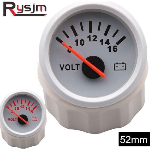 Marine Volt Meter 52 mm Voltmeter Gauge 8-16 Volts 16-32 Volts Car Voltage Gauges for Boat Car Red Backlight 12V 24V Waterproof