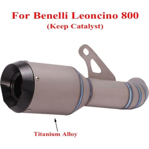 Motorcycle Titanium Alloy Exhaust Silencer Muffler Pipe Escape Tail Pipe Replace Catalyst Pipe for Benelli Leoncino 800
