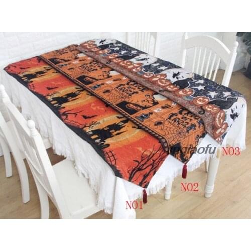 Mall hotel table counter halloween pumpkin spider castle table flag Table runner