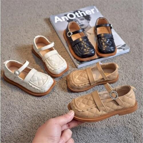 Girls' leather shoes 2021 spring new fashion childrens single shoes soft sole childrens English leather shoes lovely girl