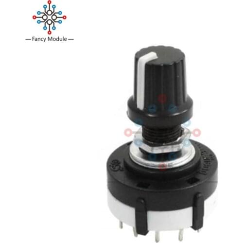 26mm Rotary Switch Diameter 6mm Shaft Diameter 3 Knives 4 Files Adjustable Gear Switch with Knob for Arduino