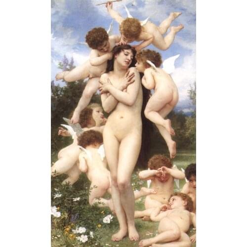 Handmade Oil painting reproduction Le Printemps aka The Return of Spring by William Bouguereau