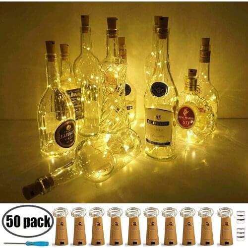 Christmas Bottle Lights 10 15 20LEDs 50PCS Mini Waterproof Battery Powered Cork Lights for Party Wedding Festival Bar Decoration
