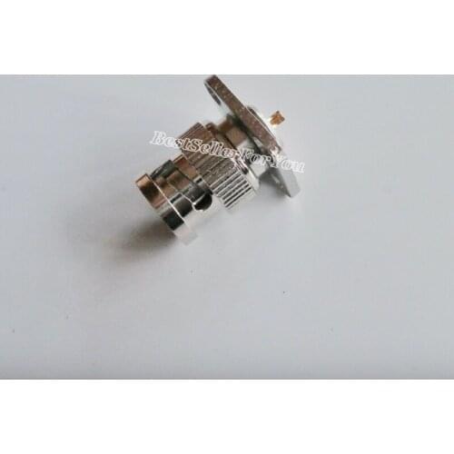 1Pcs BNC male plug with 4 holes pane/Flange 17.5*17.5mm solder cup connector straight