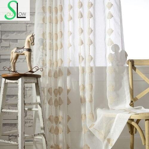 Modern Curtain Embroidered Geometric Tulle Sheer Curtains Cortinas Para Sala Tende Per Soggiorno Rideaux Pour Le Salon CL-107