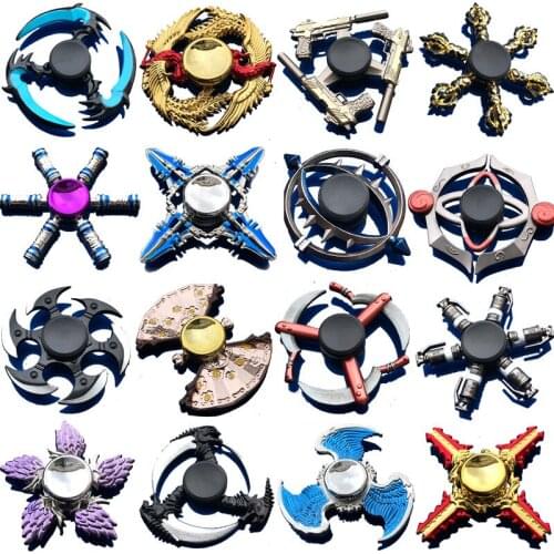 New Gold Color Hand Spinner Zinc Alloy Decompress Toy Finger Spinner Tabletop Toy Cloud Tower Swallow Dice Hammer Bullet Shape