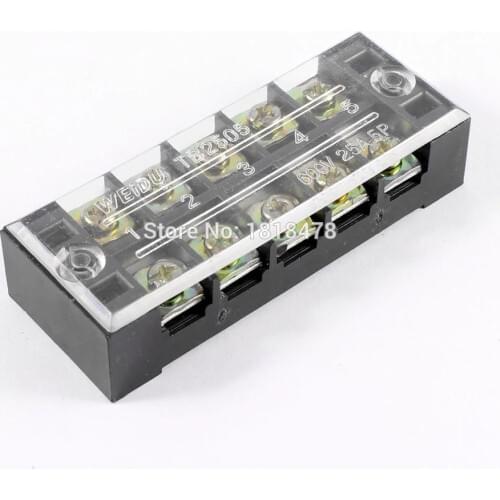 TB-2505 600V 25A Double Row 5 Terminal Barrier Blocks Connector Copper parts