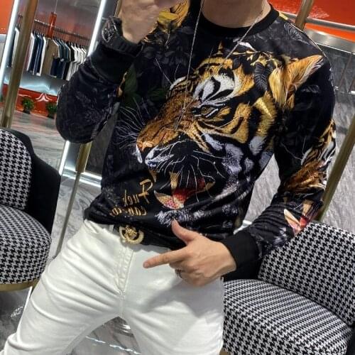 New listed high-quality hoodie famous designer bodybuilding hot drilling tiger mens cotton pullover